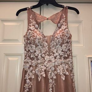 Gianni Bini pink nude dress with pearl accents